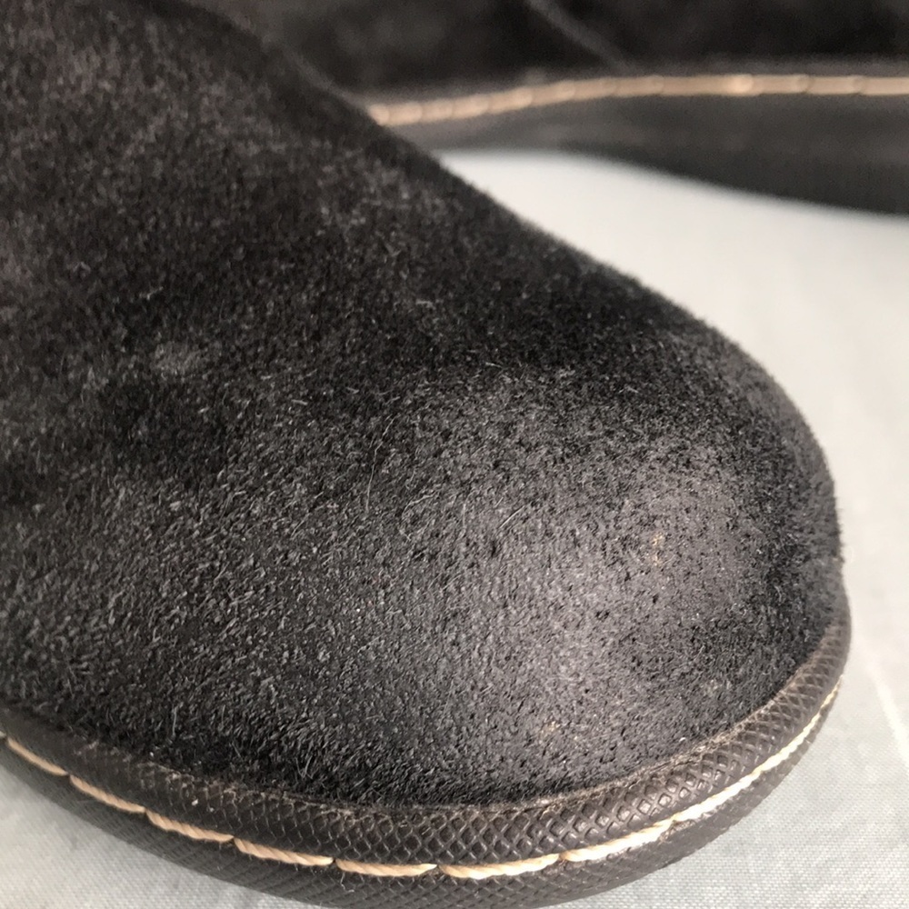White Mountain black suede faux gray sherpa lined pull on boots size 6.5 - Picture 8 of 11